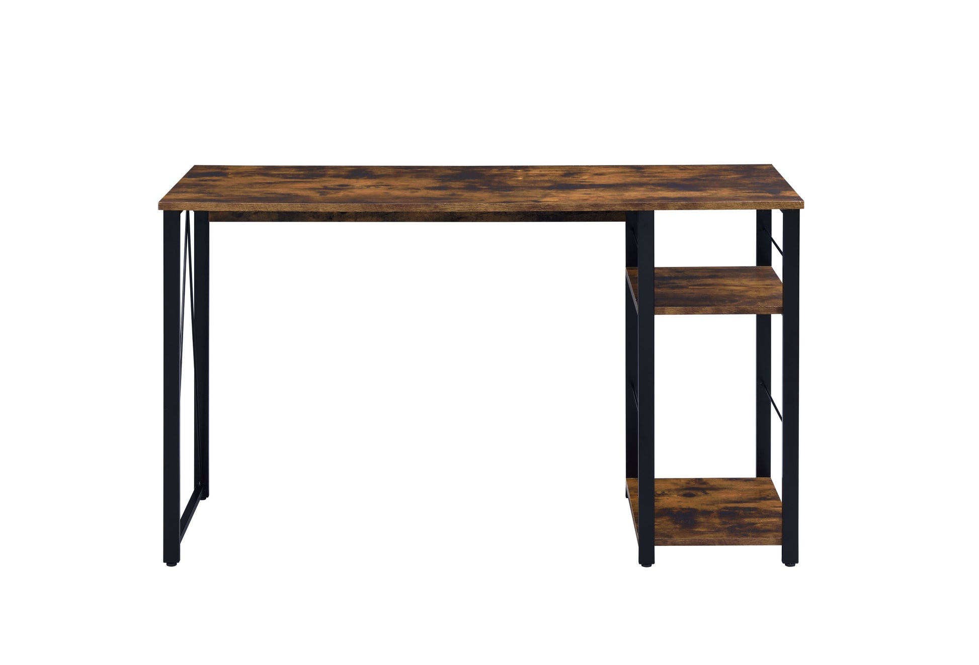 Vadna Weathered Oak & Black Finish Writing Desk Black,Oak Metal,Synthetic Wood