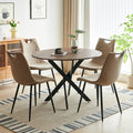 1 4,5Pieces Dining Set, Table Metal Leg Mid Century Dining Table For 4 6 People With Mdf Table Top, Pedestal Dining Table, End Table Leisure Coffee Table Beige Brown Fabric Metal