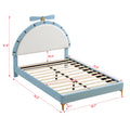 Full Size Upholstered Platform Bed With Alarm Clock Shaped Headboard, Blue Box Spring Not Required Full Blue Wood Bedroom Bed Frame Velvet Upholstered