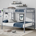 Full Xl Over Queen Metal Bunk Bed With Ladder And Guardrails, Silver Expected Arrival Time: 9.7 Box Spring Not Required Full Xl Silver Metal Metal