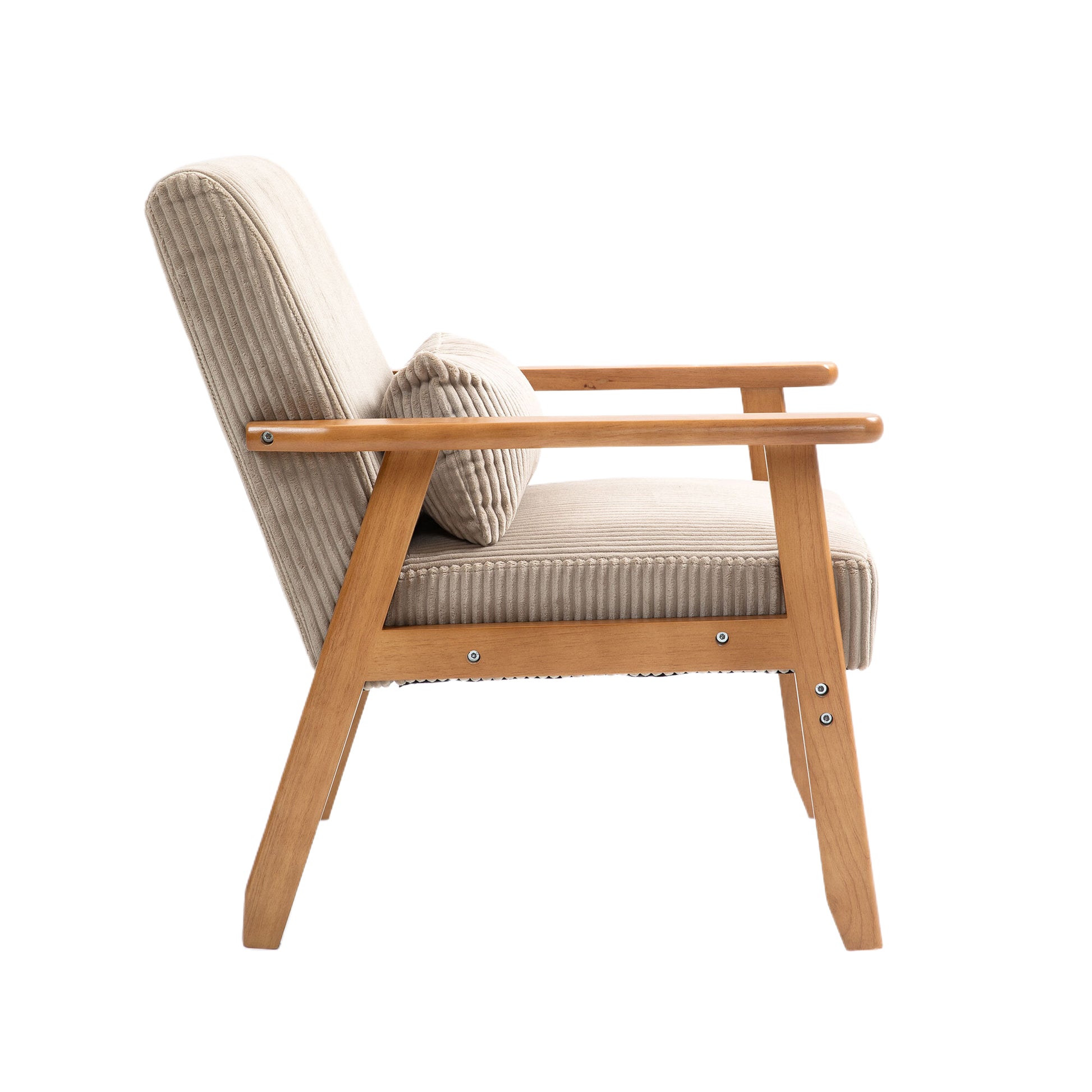 Leisure Chair With Solid Wood Armrest And Feet, Leisure Chair, Wood Frame, Velvet, Solid Rubber Wood Legs, Mid Century Modern Accent Chair, For Living Room Bedroom Studio Chair,Two Packs Camel Corduroy