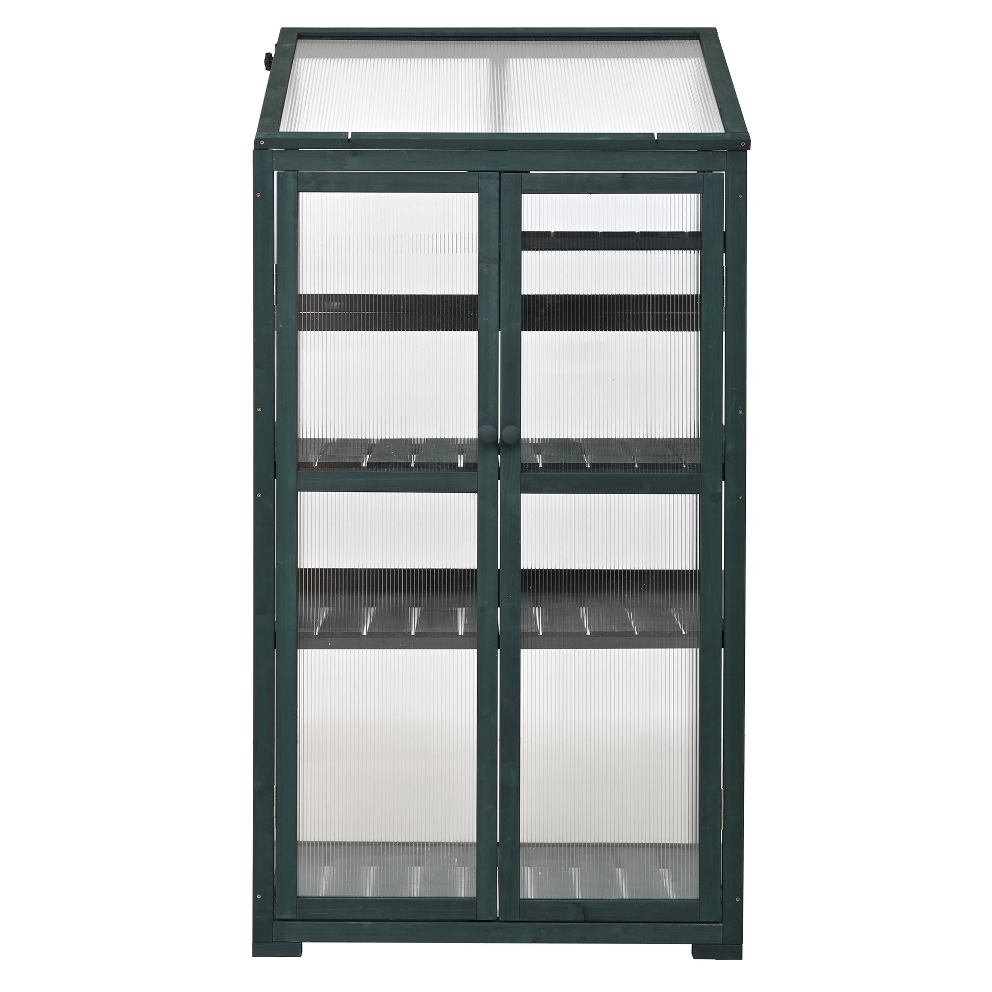 62Inch Height Wood Large Greenhouse Balcony Portable Cold Frame With Wheels And Adjustable Shelves For Outdoor Indoor Use, Forest Green Green Casual Wood Solid Wood