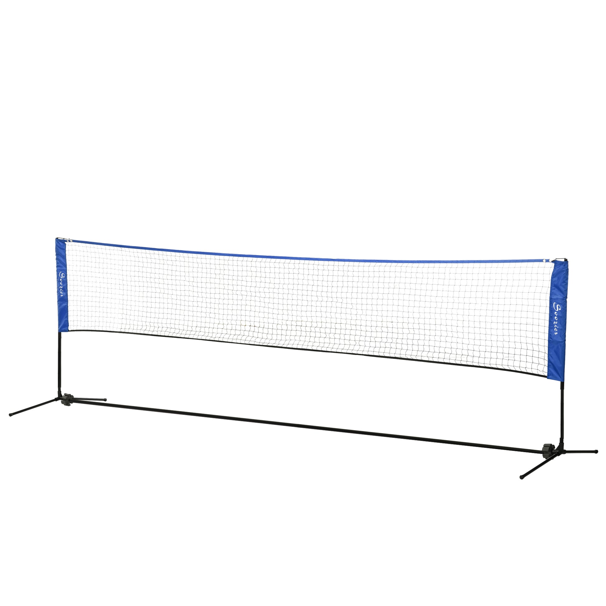 Soozier Portable Badminton Net, 14Ft Volleyball Net, Foldable And Height Adjustable With Carry Bag, For Tennis, Badminton And Pickleball, Court Beach Backyard Games Black Blue Hdpe