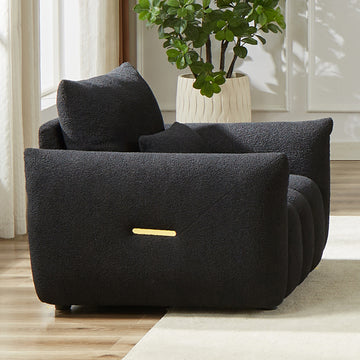 Mh39.7'' Teddy Fabric Sofa, Modern Lounge Chair For Apartment, Office, Living Room And Bedroom Black Wood Primary Living Space Pine Foam Fabric 1 Seat