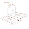 Full Size Metal Platform Bed With Twin Size Trundle,House Shaped Headboard Design, White Full White Metal