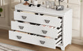 Elegant Dresser With Metal Handle And Sparkling Shiny Decoration, Storage Cabinet With 6 Drawers For Bedroom, Living Room, White White Mdf Metal