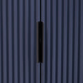 Vertical Striped Door Storage Cabinet With Metal Handles, Adjustable, Suitable For Study, Entryway And Living Room Navy Blue Mdf