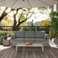 Outsunny Wicker Patio Couch, Pe Rattan 3 Seat Sofa, Outdoor Furniture With Deep Seating, Cushions, Steel Frame, Gray Gray Steel