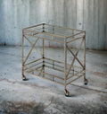 Kristensen Mirrored & Antique Gold Finish Serving Cart Antique Gold Metal,Mirror