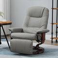 Homcom Faux Leather Manual Recliner With Swivel Wood Base Padded Armrest Gray Pu Leather