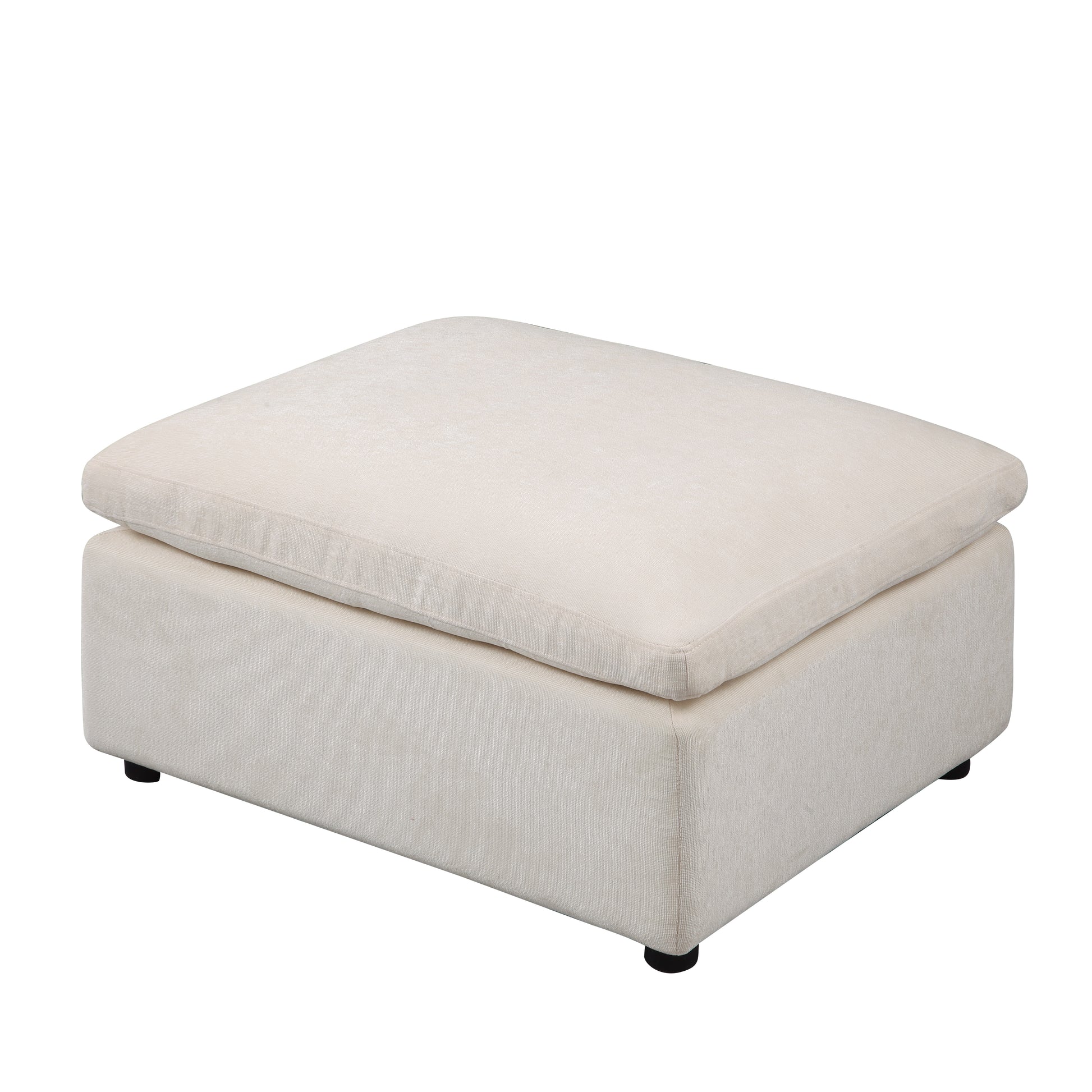 Modern Upholstered Square Modular Ottoman For Sectional Sofa,Sectional Sofa Couch, Chenille Beige Beige Fabric