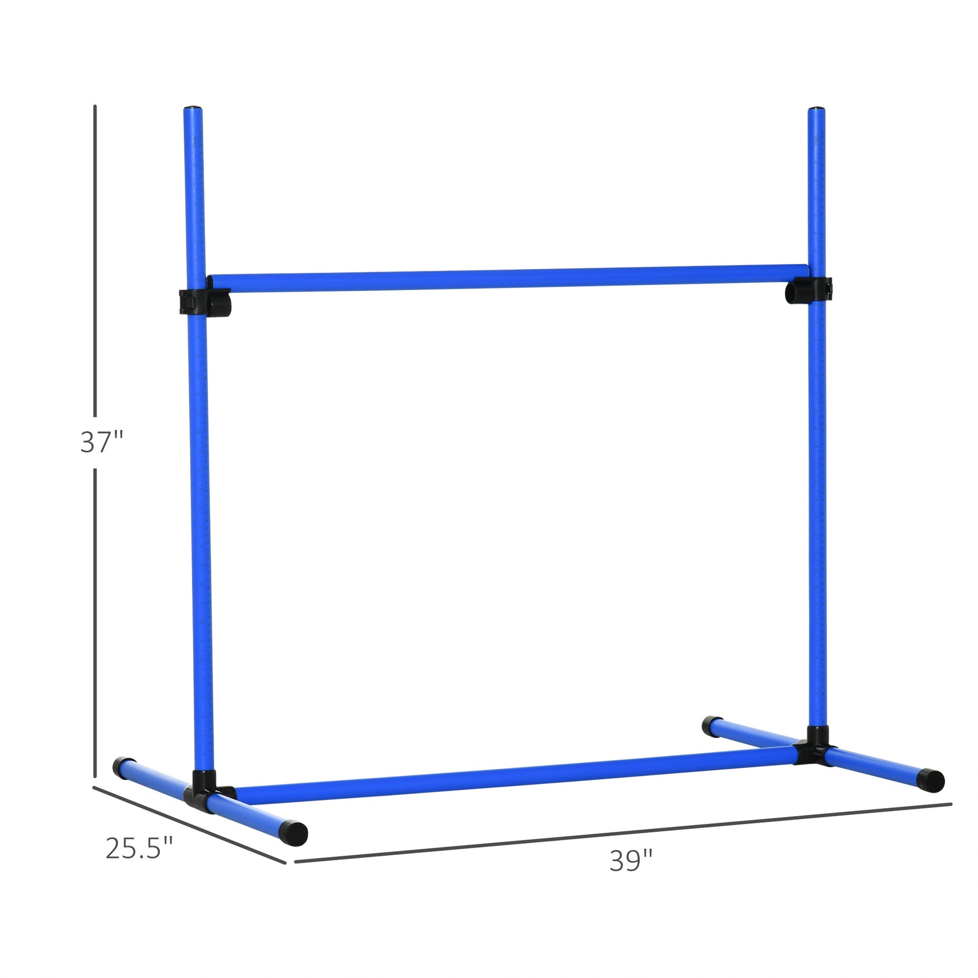 Pawhut 4 Piece Dog Agility Training Equipment For Dog Agility Course With Adjustable Height Jump Bars, Included Carry Bag, & Displacing Top Bar, Blue Blue Abs