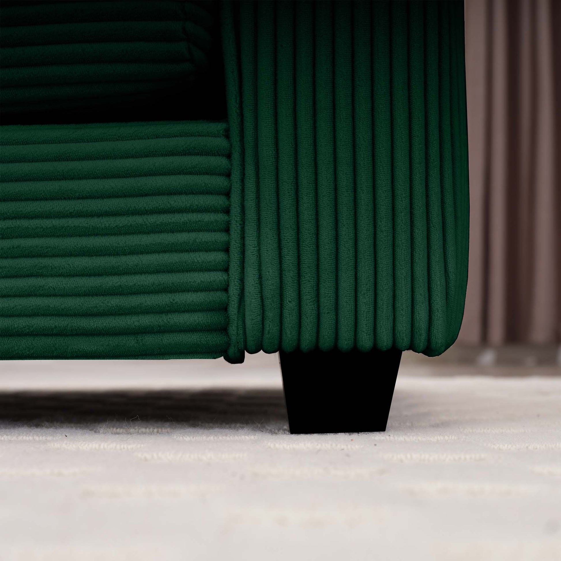 Corduroy Two Seater Sofa With 1 Footrest, L Shaped 2 Seater Sofa With Ottoman For Small Living Spaces, Green Corduroy Sofa Green Corduroy 2 Seat