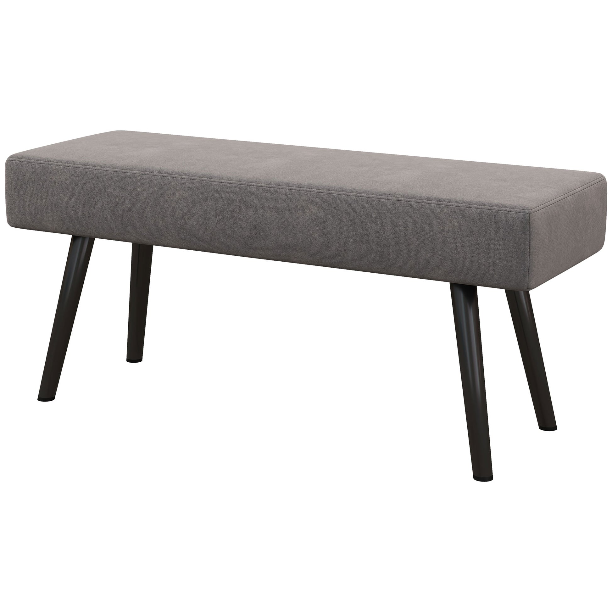 Homcom 39" End Of Bed Bench, Velvet Upholstered Entryway Bench With Steel Legs, Bedroom Bench For Living Room, Dining Room, Hallway, Gray Gray Polyester