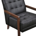 Modern Style Accent Chair Black Leather Upholstered Tufted Detail Walnut Finish Wood Furniture 1Pc Black Primary Living Space Contemporary,Modern Plywood