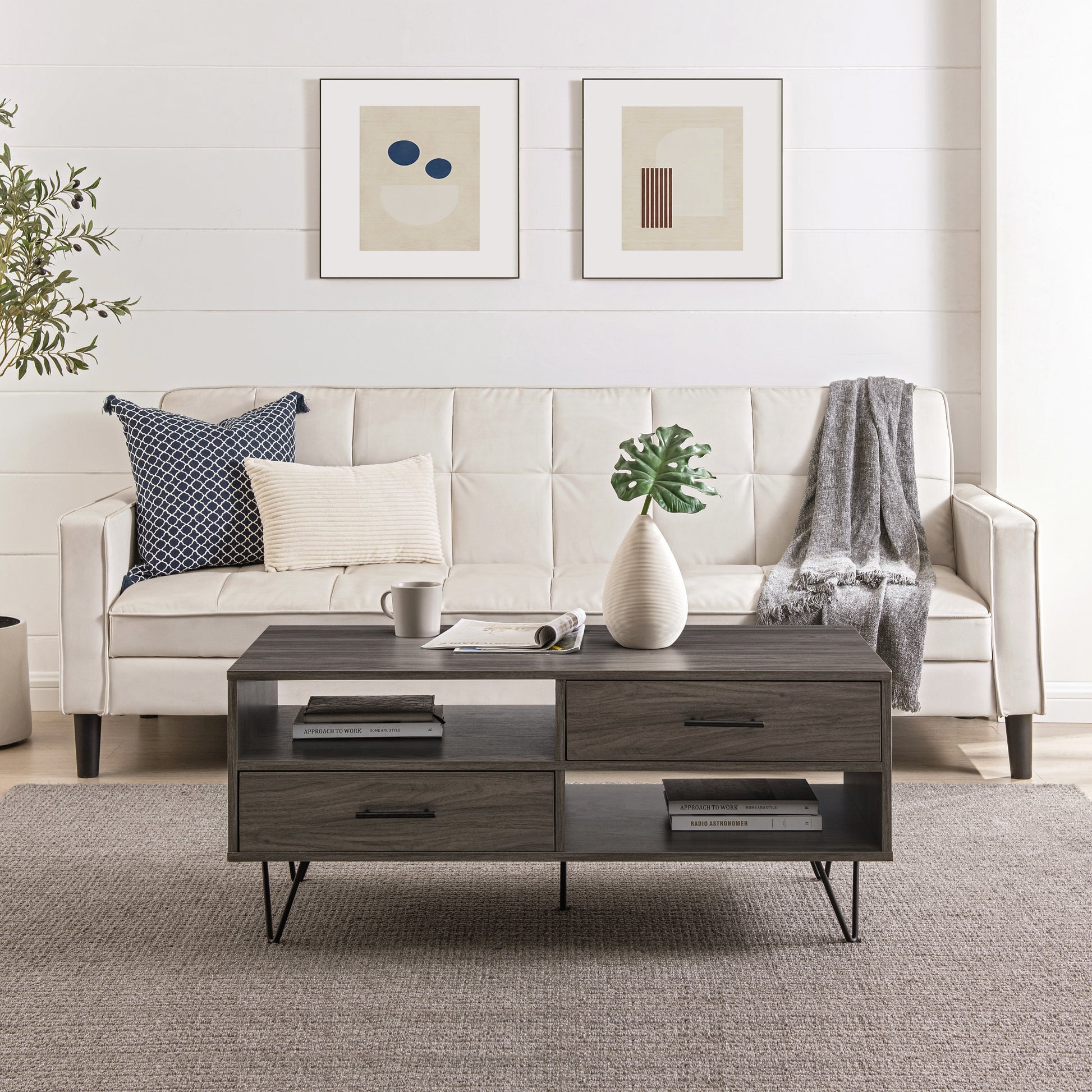 Modern Hairpin Leg Coffee Table Slate Grey Light Gray Mdf Mdf