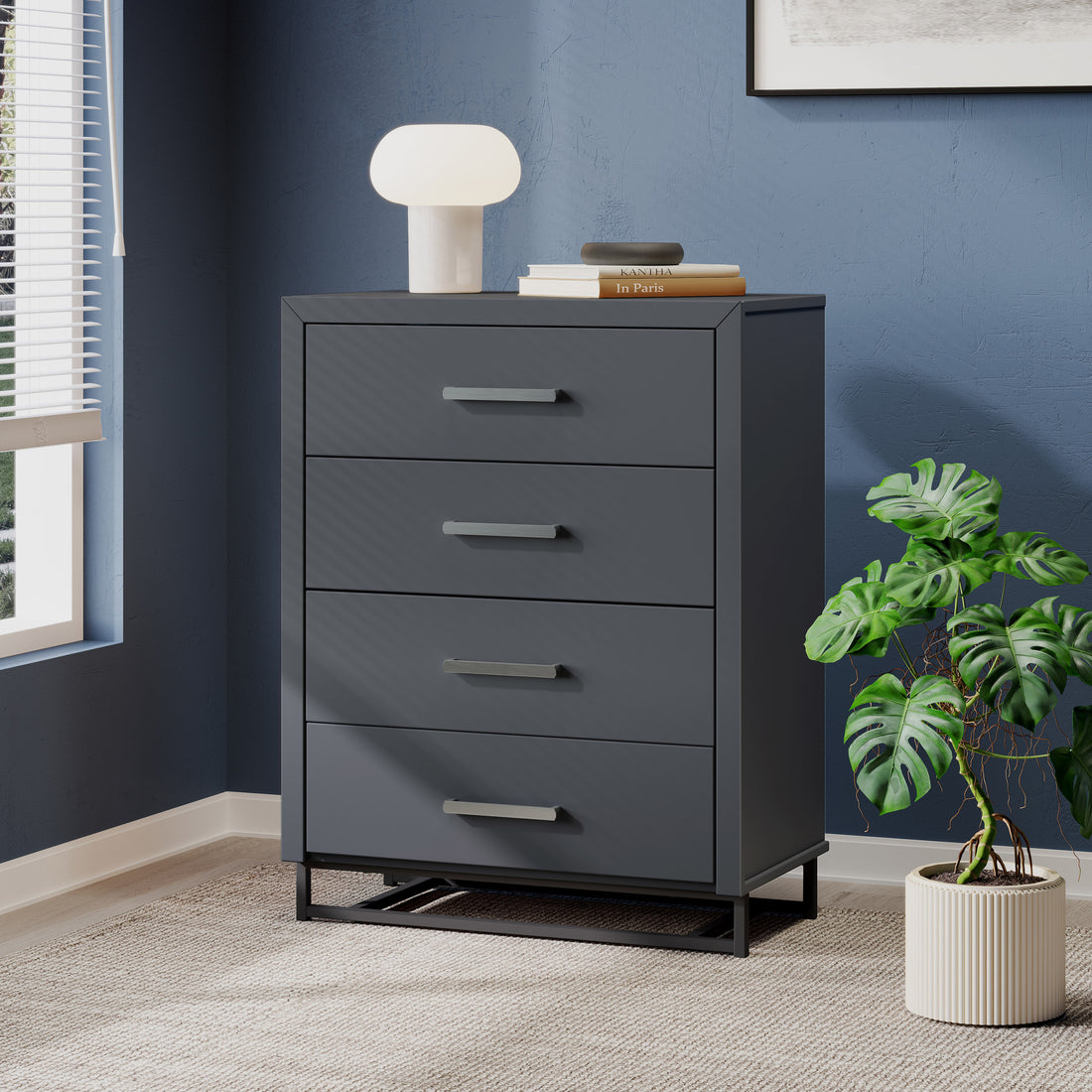 4 Drawer Chest Charcoal Grey Mdf