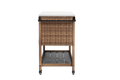 Outdoor Wicker Bar Cart, Patio Wine Serving Cart W Wheels, Rolling Rattan Beverage Bar Counter Table W Glass Top For Porch Backyard Garden Poolside Party, Brown No Brown Garden & Outdoor Steel