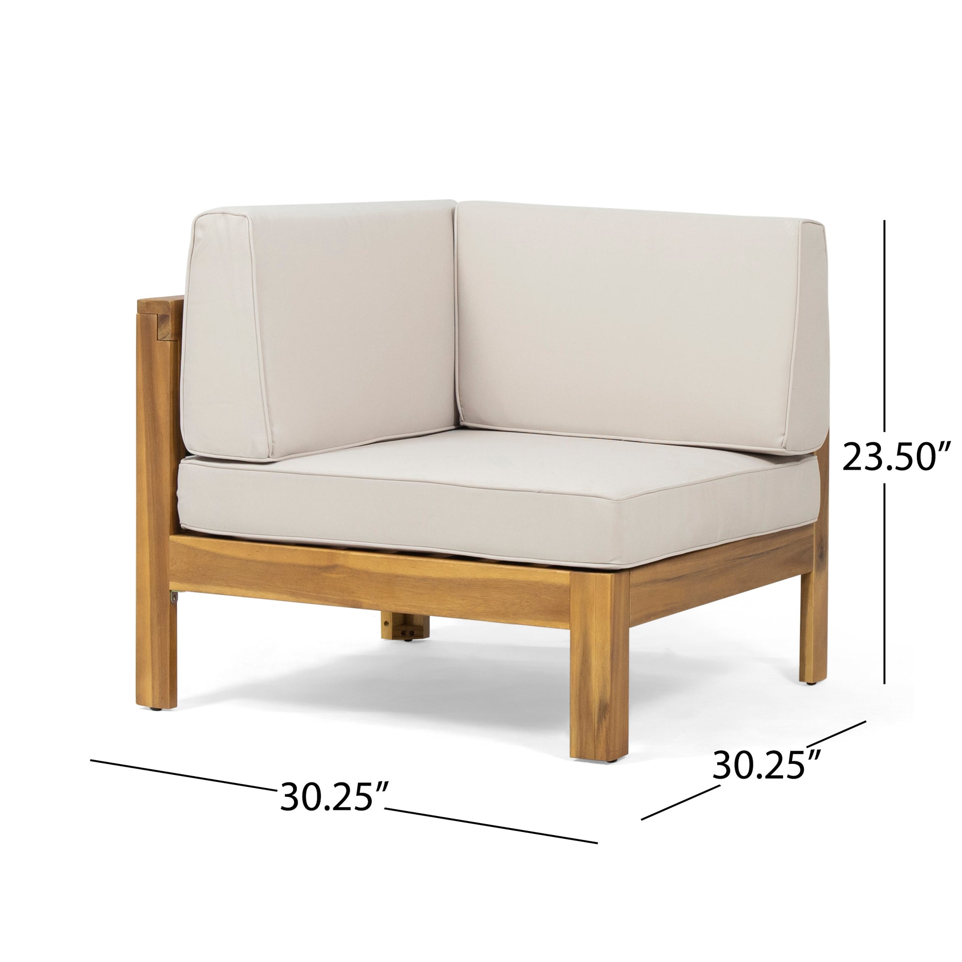 Linwood 3 Piece Wood And Pe Rattan Coversation Sectional Seating Set, Beige Beige Acacia Wood