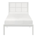 1Pc Twin Platform Bed, Metal Frame White Finish Faux Cane Panel Headboard Casual Coastal Bedroom Furniture, Bed In A Box Box Spring Not Required Twin White Metal Bedroom Casual,Coastal Metal