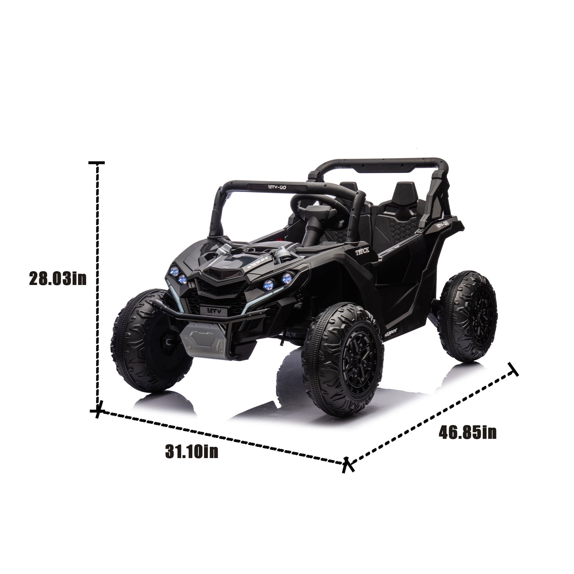 24V Two Seater Kids Ride On Utv W Parents Remote Control,Four Wheel Suspension,Slow Start,Large Wheel Design,Anti Collision Bar,Storage Space,Music,Usb,Bluetooth,Volume Control,Led Lights For Kids 3 . Black 100 149 Lbs Polypropylene