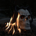 Fire Pit Demon Skull Gas Log For Ventless & Vent Free, Propane, Gel, Ethanol, Electric, Outdoor Fireplace And Fire Pit, Halloween Decor Patent Pending Beige Black Magnesium Oxide