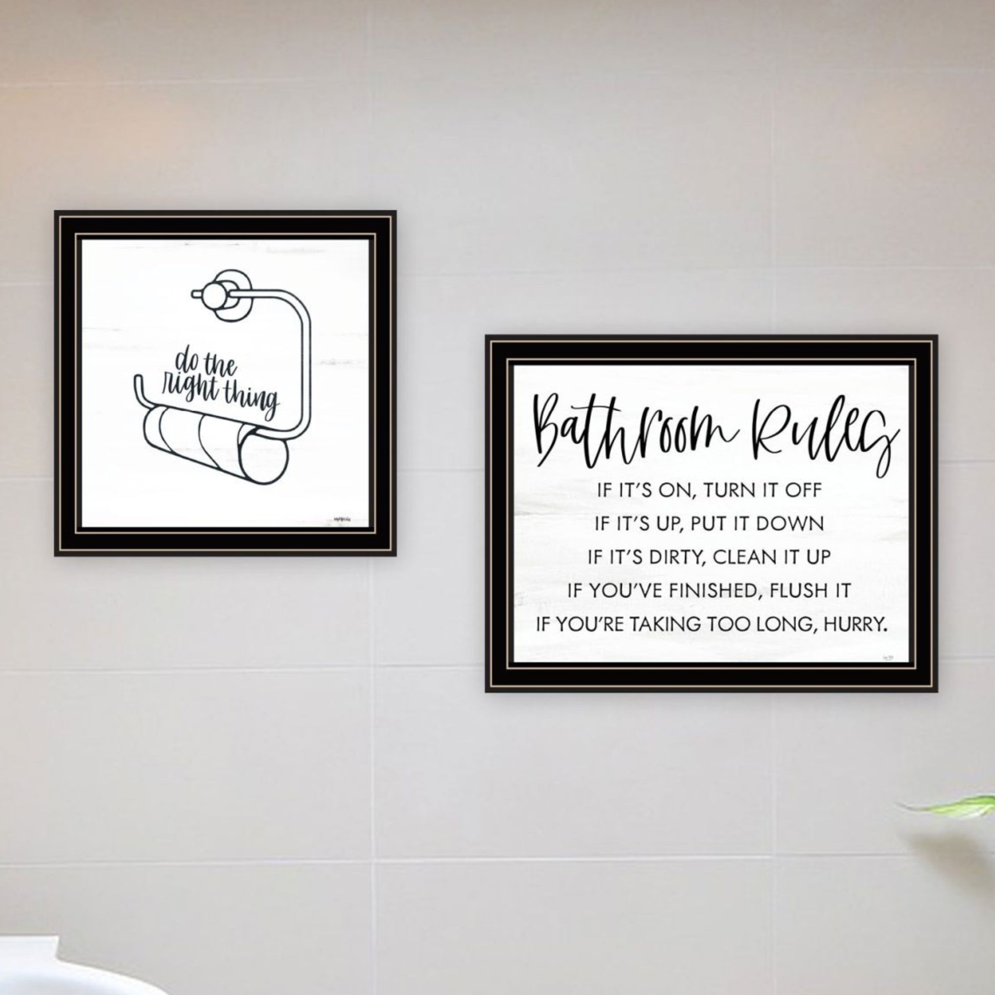 "Bathroom Rules" Framed Wall Art For Bathroom, Wall Art Print For Home Decor, Bathroom Wall Art By Imperfect Dust Multicolor Wood Paper