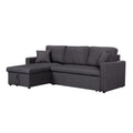 82 Inch Reversible Sleeper Sectional Sofa With Storage Chaise, Dark Gray Gray Wood Fabric 3 Seat