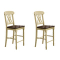 Buttermilk And Oak Cross Back Counter Height Stools Set Of 2 Oak Dining Room Rubberwood Set Of 2 Wood