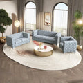 Fx D1 Sofa Set Include Chair Loveseat And Sofa Light Blue Colorlinen & White Color Sofa Legs Light Blue Fabric 6 Seat