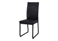 Dining Chair, Set Of 2, Side, Upholstered, Kitchen, Dining Room, Black Leather Look, Black Metal, Contemporary, Modern Black Foam Faux Leather