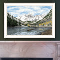 The Maroon Bells White Framed Wall Art For Living Room, Bedroom Wall Art Print For Home Decor By Billy Jacobs Multicolor Wood Paper