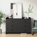 Chest Of Drawers Black Dresser6 Drawer Chest With Wide Storage, Modern Contemporary 6 Drawer Cabinet, Dresser For Bedroom Living Room Hallway Black Mdf