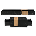Tv Stand And Coffee Table With Faux Marble, Walnut Wood Grain Finish, Set Of 2, Modern Entertainment Center For Tvs Up To 88'', Center Table With 2 Storage Drawers For Living Room, Black Black 80 89 Inches Particle Board