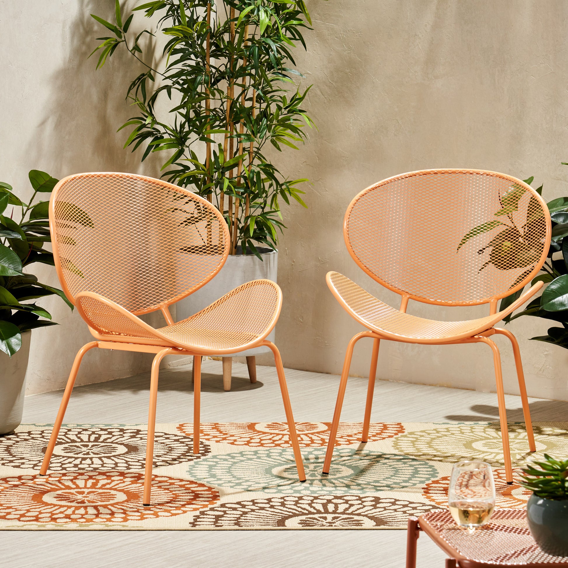 Elba Chair Set Of 2 Orange Iron