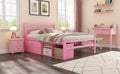 Full Size Wood Platform Bed With Removable Storage Shelves, Built In Two Storage Drawers For Added Convenience, Pink Full Pink Wood