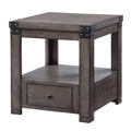 Ash Grey End Table With Square Leg Grey Primary Living Space Rubberwood Drawers Rectangular Wood