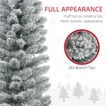 Homcom 5Ft Artificial Pencil Christmas Tree With 263 Snow Flocked Tips, Metal Base, Realistic Xmas Tree Green Plastic