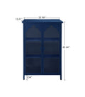 2 Doors Metal Storage Cabinet,Display Cabinet With Glass Doors,Metal Kitchen Sideboard Buffet Cabinet,Glass Storage Cabinet For Dining Room,Living Room,Bedroom Dark Blue Modern Iron