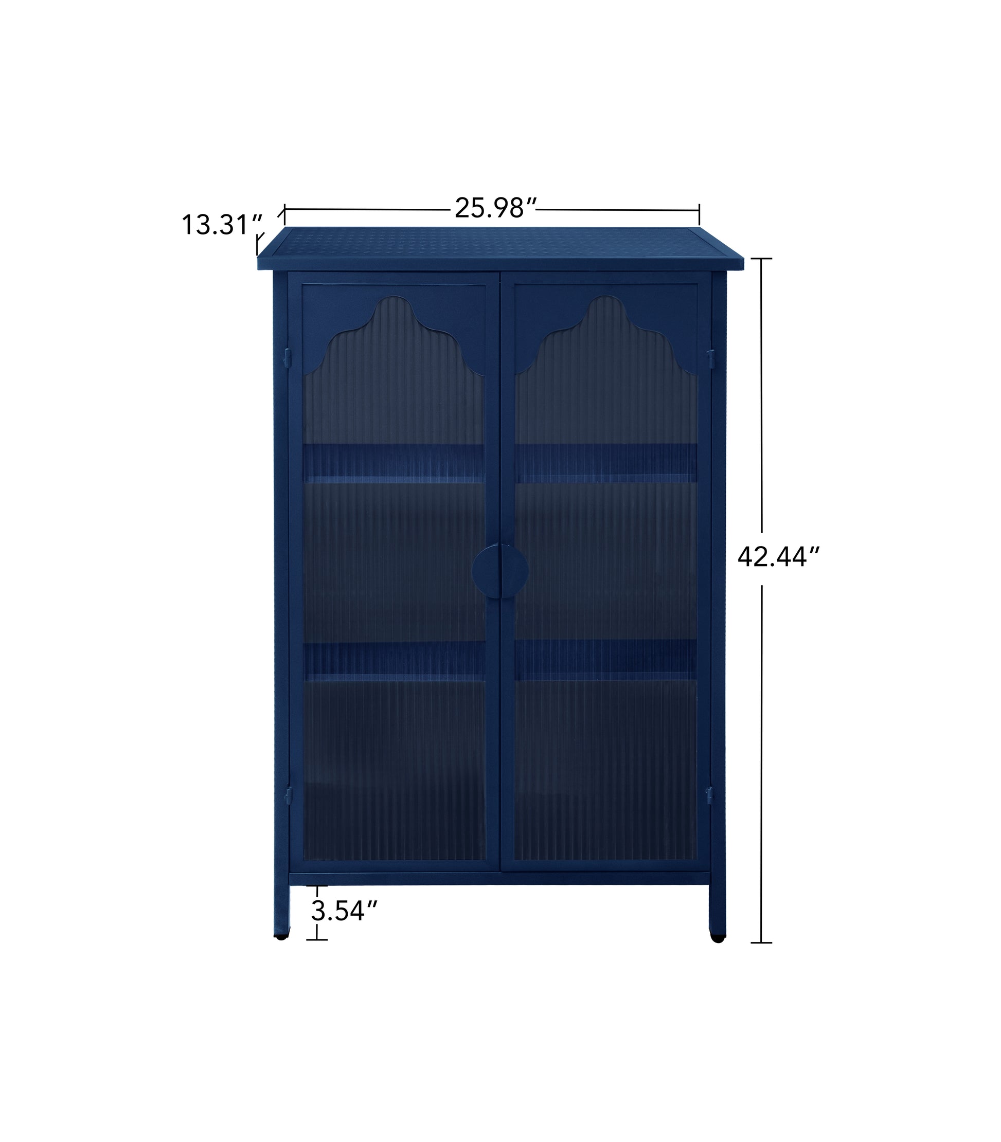 2 Doors Metal Storage Cabinet,Display Cabinet With Glass Doors,Metal Kitchen Sideboard Buffet Cabinet,Glass Storage Cabinet For Dining Room,Living Room,Bedroom Dark Blue Modern Iron