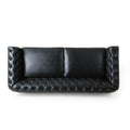 Mirod Comfy 3 Seat Sofa With Wooden Legs, Retro Style For Living Room And Study Black Pu 3 Seat