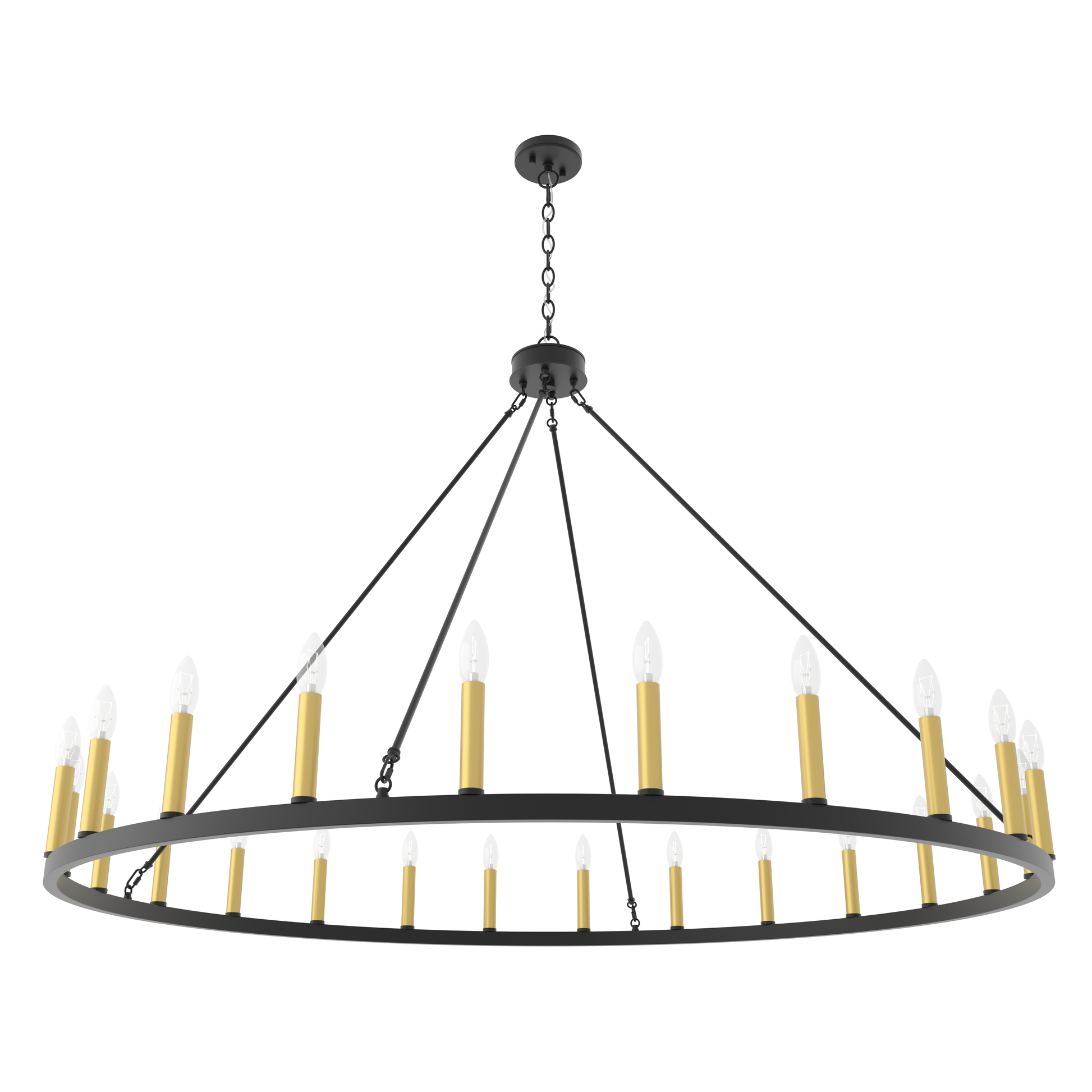 24 Light Steel Dimmable Candle Style Wagon Wheel Chandelier Ul Certified Antique Brass Black Ceiling Lights Steel Metal