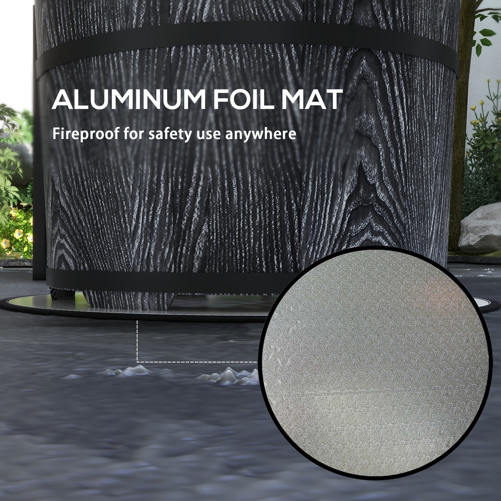 Outsunny Smokeless Fire Pit With Fireproof Mat, 20" Barrel Style Portable Wood Burning Firepit, Magnesium Oxide Low Smoke Camping Bonfire Stove For Backyard, Patio, Picnic, Black Black Magnesium Oxide