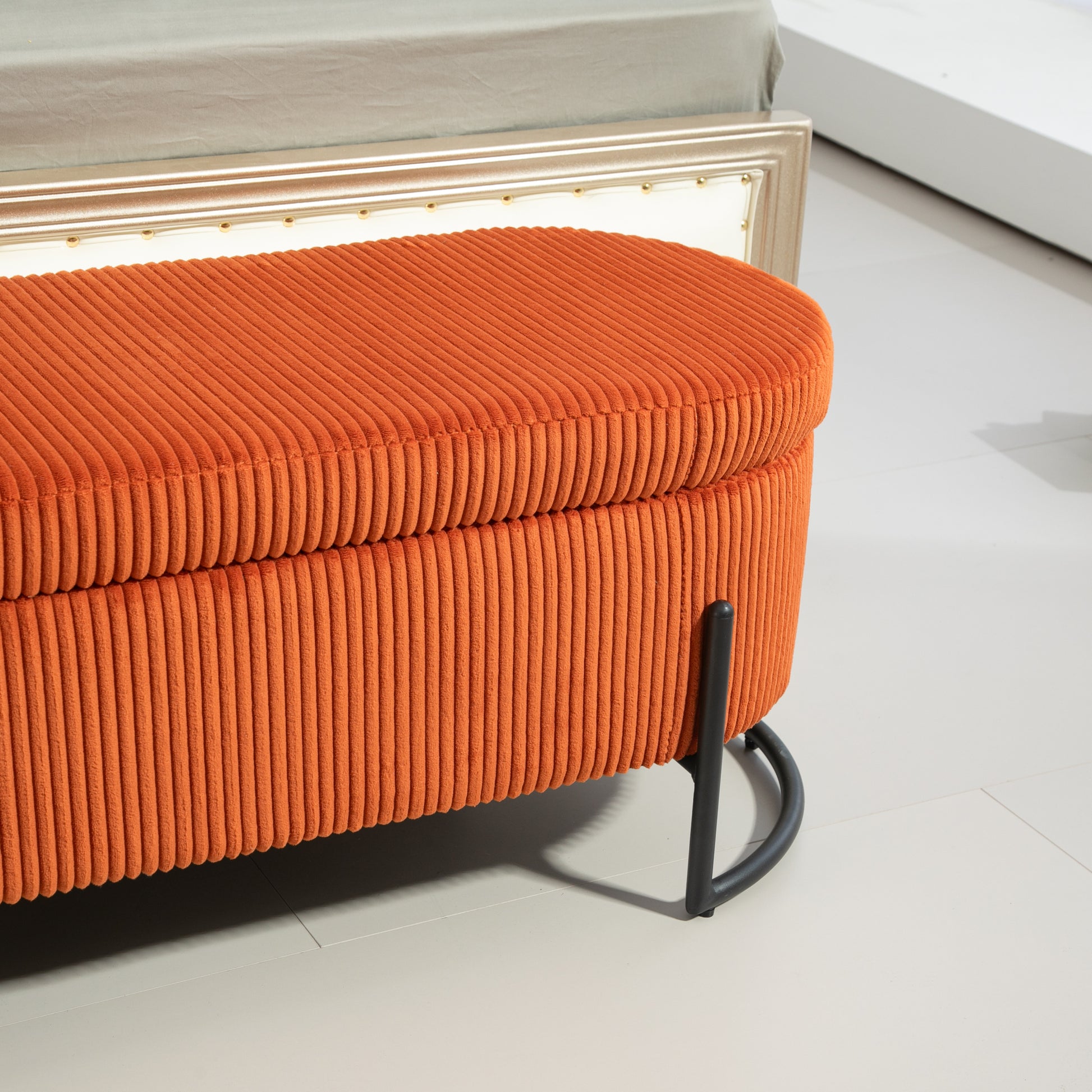 Coolmore Storage Ottoman,Bedroom End Bench,Upholstered Fabric Storage Ottoman With Safety Hinge, Entryway Padded Footstool, Ottoman Bench For Living Room & Bedroom Orange Orange Foam Velvet