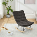 Lazy Rocking Chair,Comfortable Lounge Chair With Wide Backrest And Seat Wood Base, Upholstered Armless Rocker Chair For Living Room, Balcony,Bedroom And Patio Porch. Grey Cushion Iron Grey Primary Living Space Sponge Square Casual Rocking Chairs