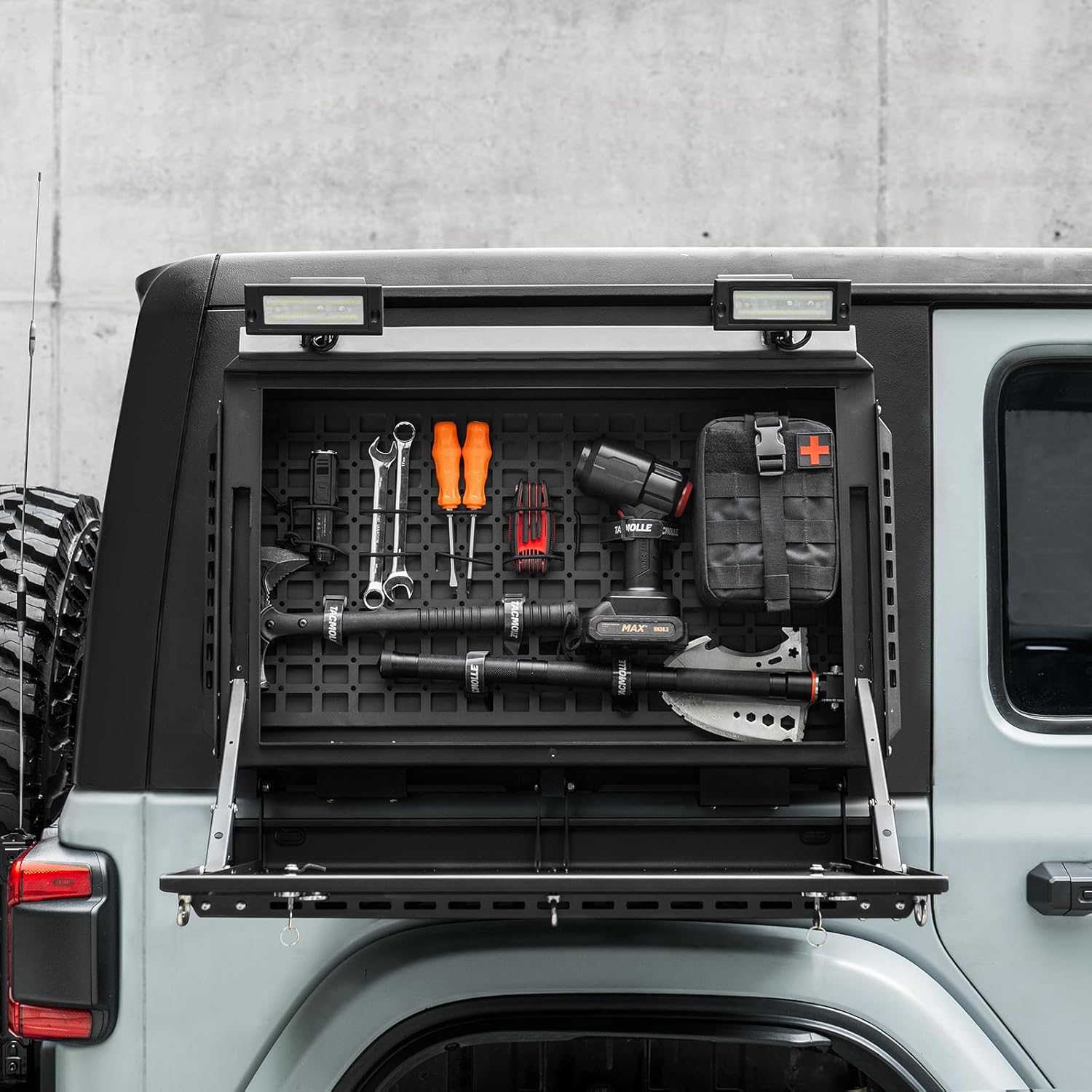 Rear Side Window Storage Box, Modular Storage Molle Panel For Tools Molle Accessories, Rear Window Storage Panel Kit Storage Box With Lock Fits For Jeep Wrangler Jl 2018 2024 Black Aluminium