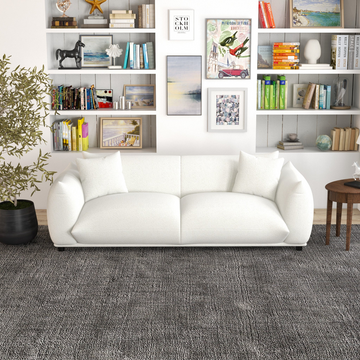 Emma Mid Century Modern Luxury Cream Boucle Sofa Cream,White Brown Wood Primary Living Space Mid Century Modern Foam Boucle,Solid Wood 3 Seat