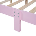 Full Size Wood Platform Bed Frame, Retro Style Bed With Rectangular Headboard,No Need Box Spring,Pink Full Pink Wood