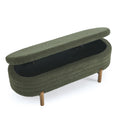 Ottoman Oval Storage Bench,Rubber Wood Leg, Green 46.