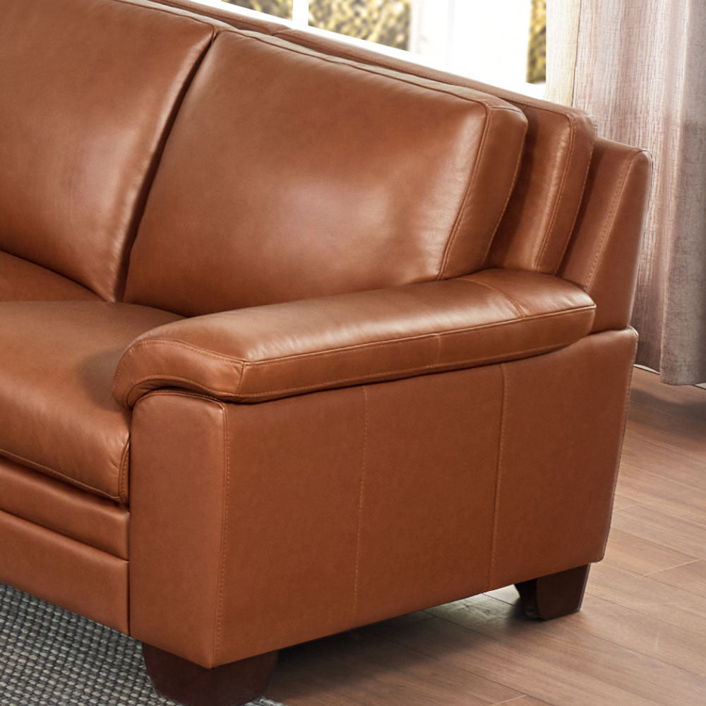 Magnum Leather Sofa Brown Memory Foam Genuine Leather 3 Seat